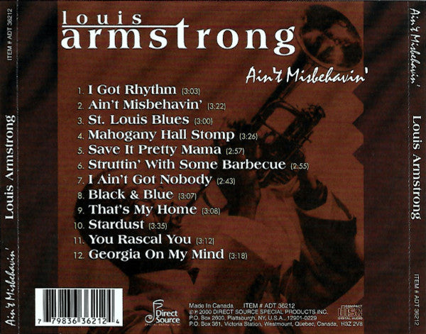 Louis Armstrong : Ain't Misbehavin' (CD, Comp, Unofficial)