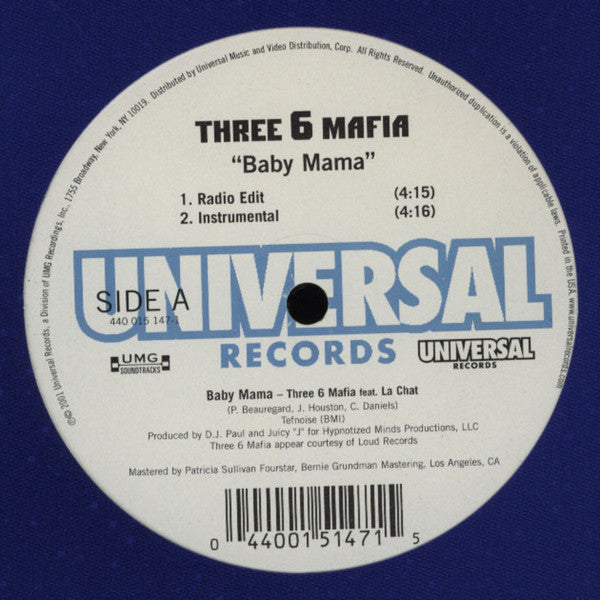 Three 6 Mafia : Baby Mama (12")
