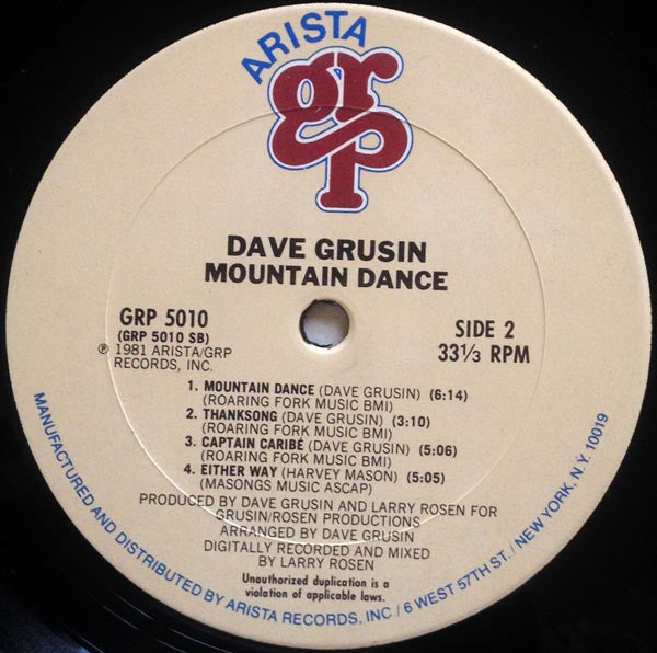 Dave Grusin : Mountain Dance (LP, Album, San)