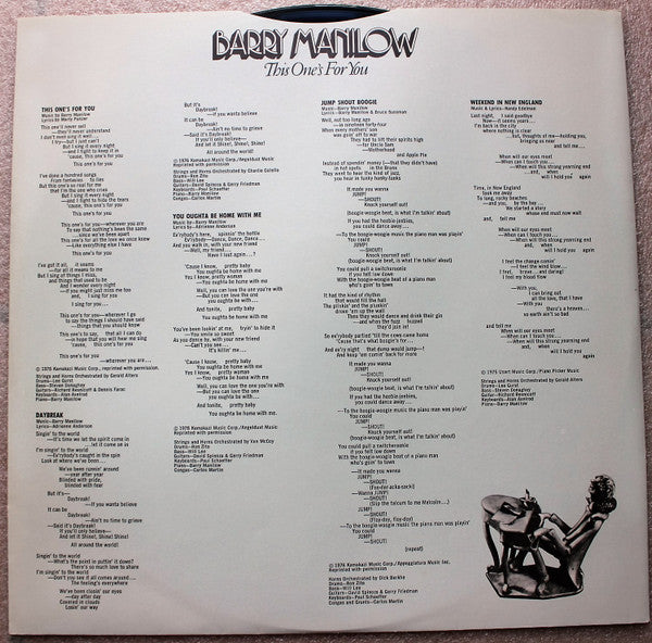 Barry Manilow : This One's For You (LP, Album, Wad)