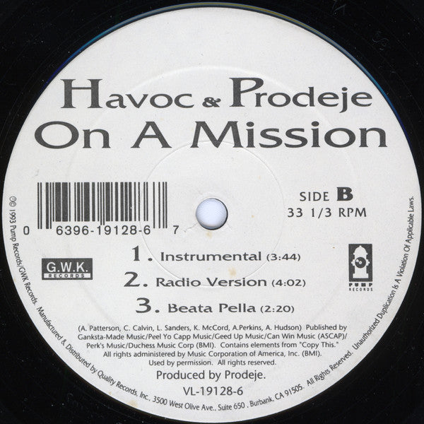 Havoc & Prodeje : On A Mission (12")