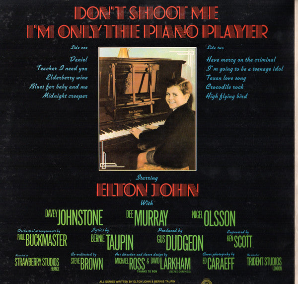 Elton John : Don't Shoot Me I'm Only The Piano Player (LP, Album, Pin)