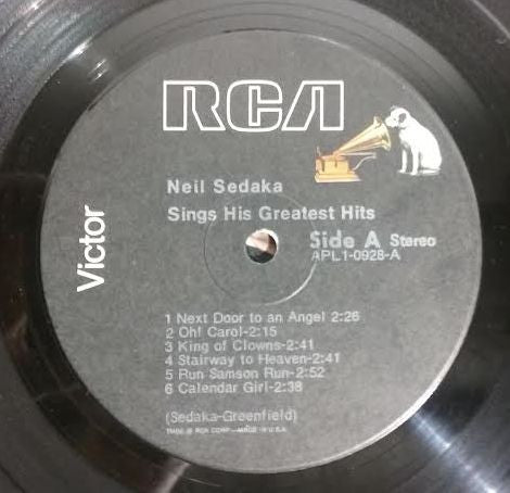 Neil Sedaka : Neil Sedaka Sings His Greatest Hits (LP, Comp, RE)