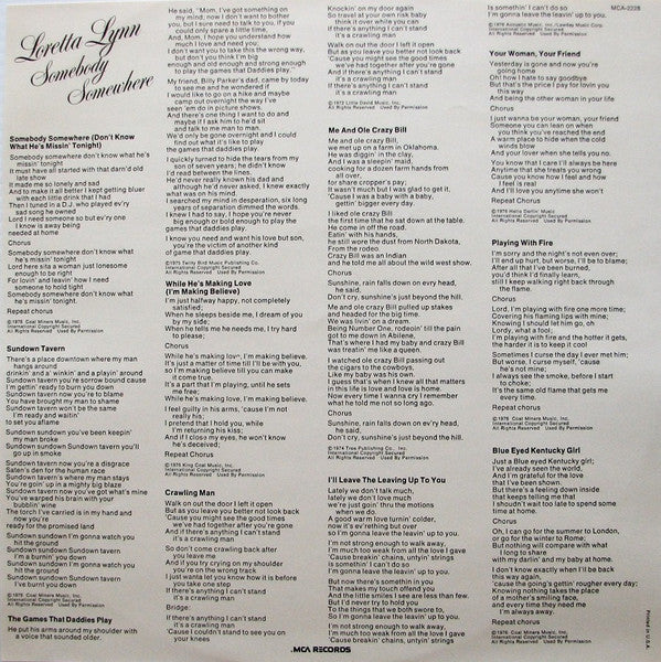 Loretta Lynn : Somebody Somewhere (LP, Album, Club, Ter)