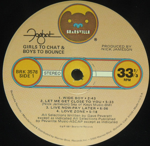 Foghat : Girls To Chat & Boys To Bounce (LP, Album, All)