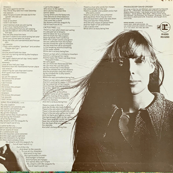 Joni Mitchell : Song To A Seagull (LP, Album, RE, Gat)