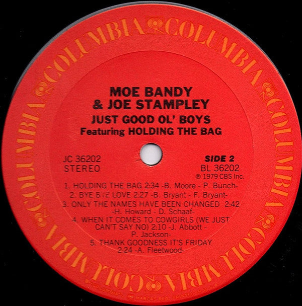 Moe Bandy & Joe Stampley : Just Good Ol' Boys Featuring Holding The Bag (LP, Album, Ter)