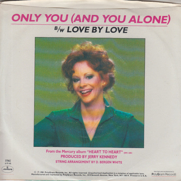 Reba Mc Entire* : Only You (And You Alone) (7", Single)